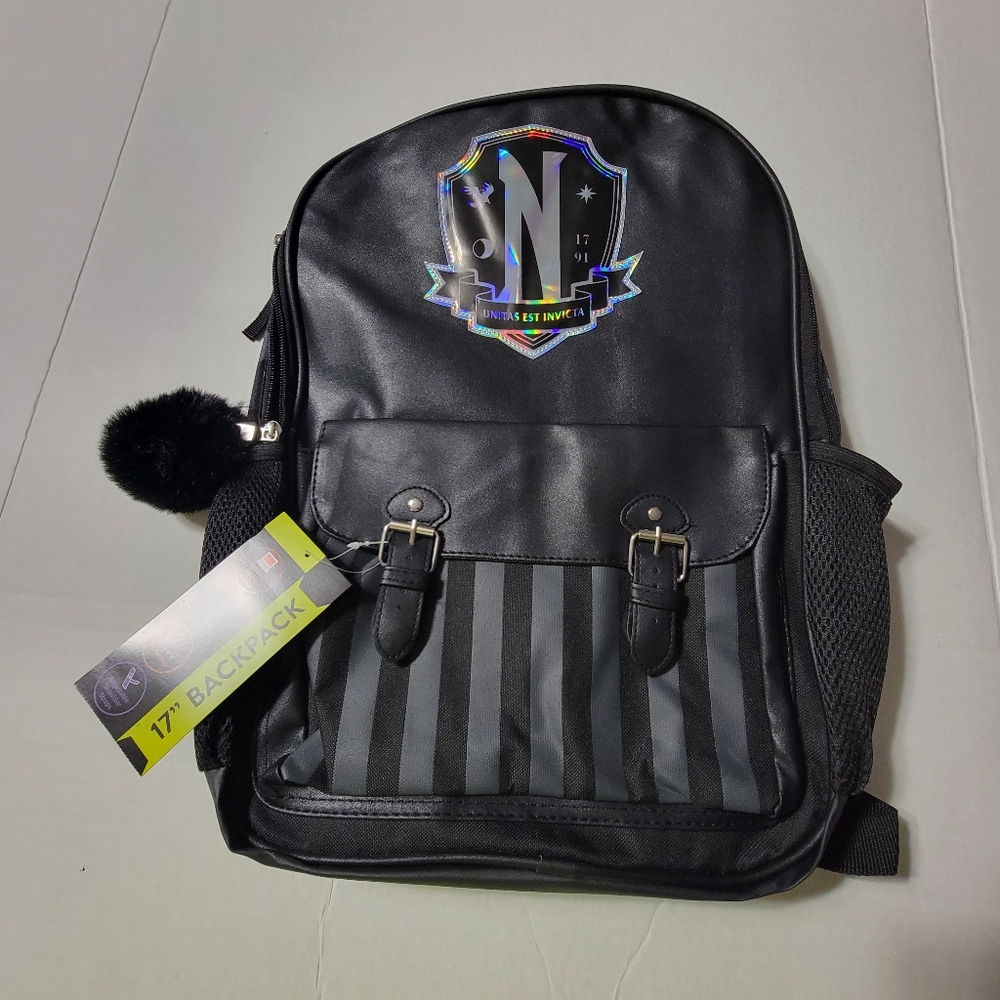 Black Backpack with Striped Design - Picture 9 of 9